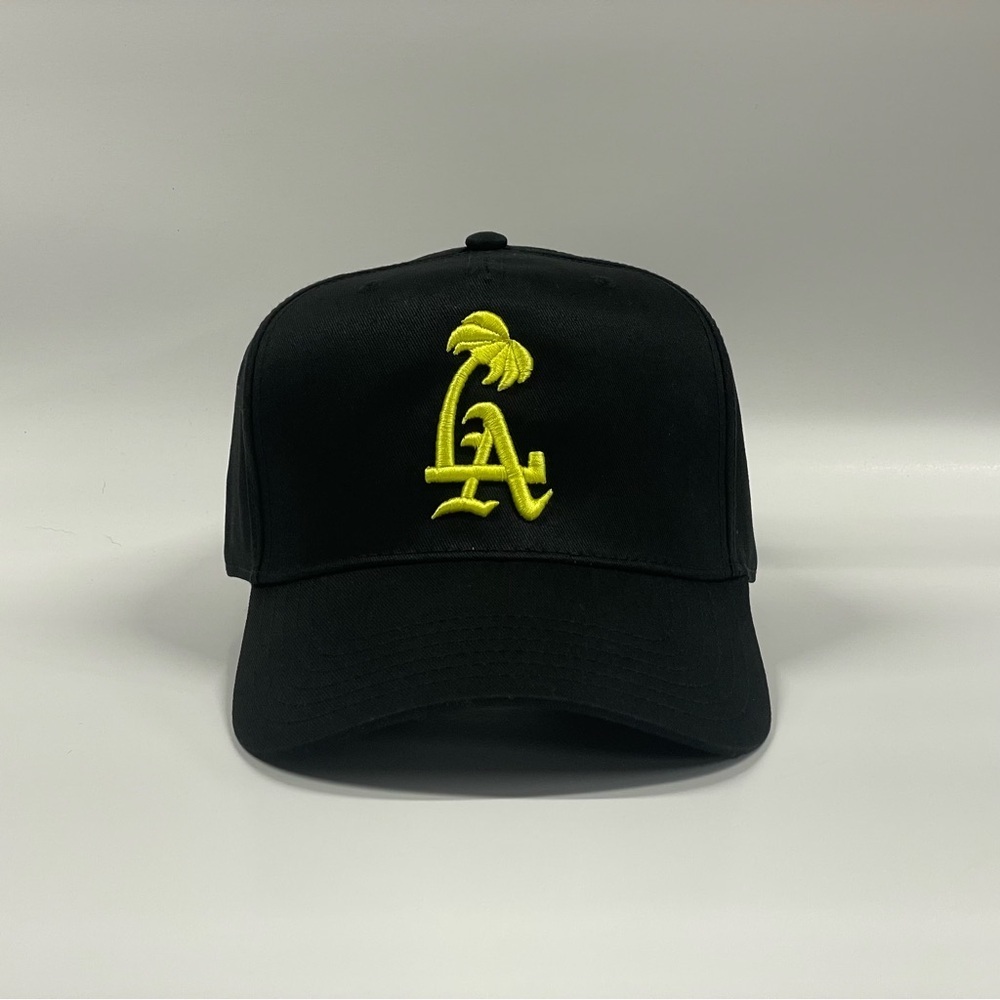 LA to LV tennis ball yellow snapback hat